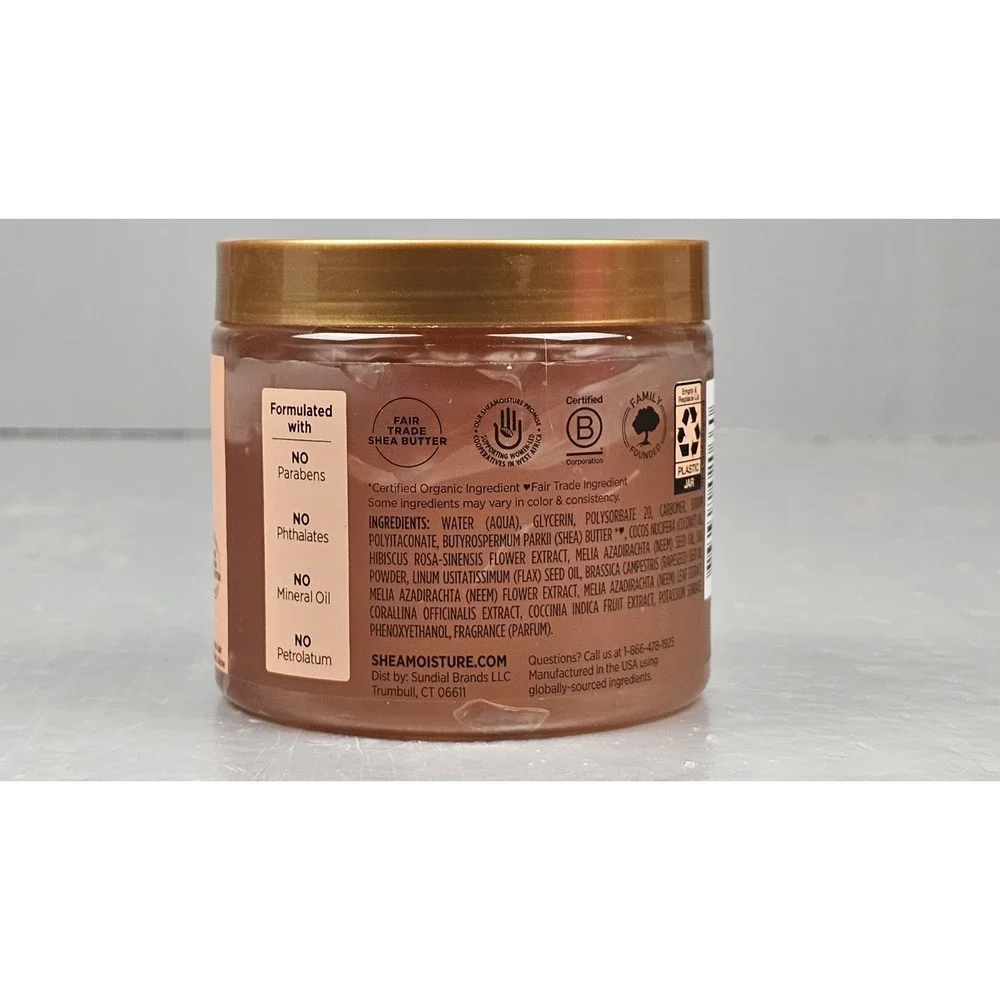 2 Pack Shea Moisture Styling Gel 15oz & Edge Gel 3.5oz Flaxseed Coconut Hibiscus